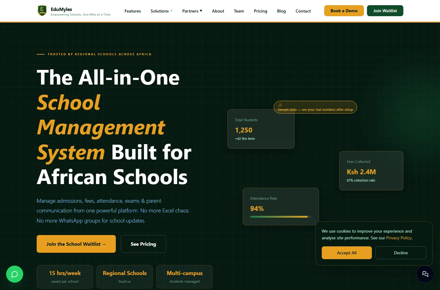 EduMyles homepage preview